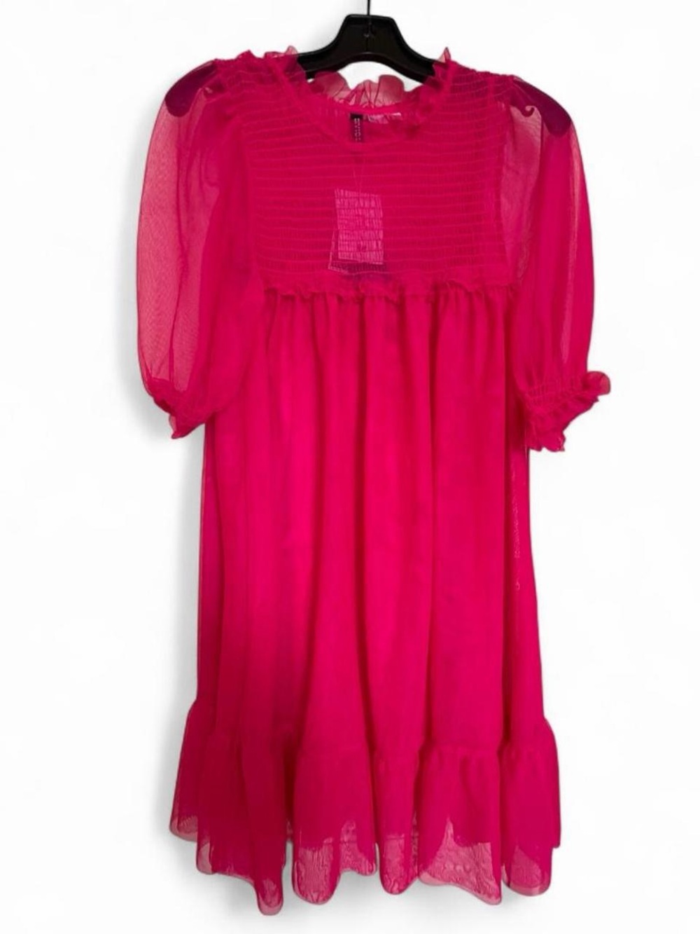 Girls' Bright Fuchsia Chiffon Dress